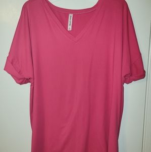 Zenana HOT PINK cuffed tshirt top